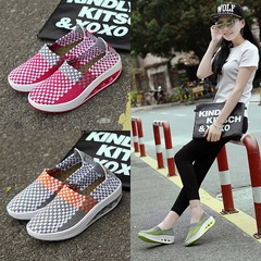 春夏季新款編織搖搖鞋女運動鞋懶人女鞋編制厚底增高休閒女單鞋子