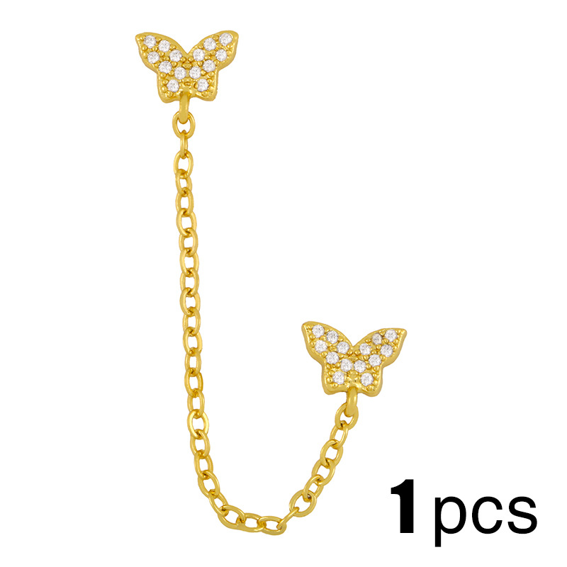 Creative Simple Chain Butterfly Letter Am Diamond Earrings display picture 5