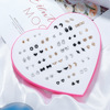 Earrings heart-shaped with letters, plastic cartoon set, 36 pair, European style