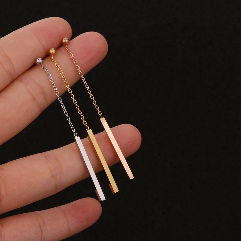 Women'S Gender Inlaid Zircon Design  Simple Geometric Shape Stainless Steel Earrings