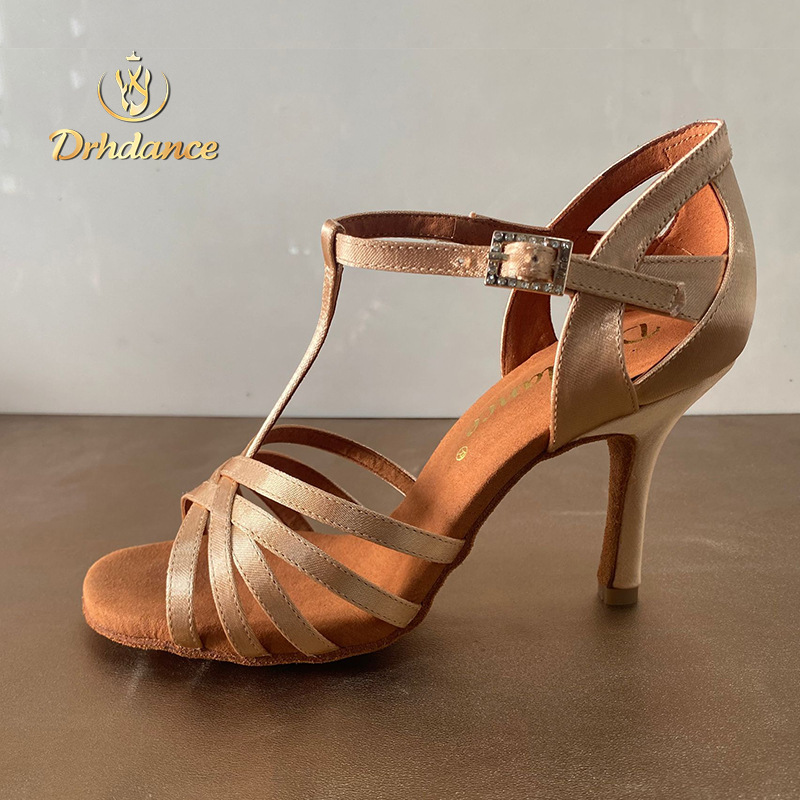 DRHdance Latin shoes adult Mid Heel soft sole Practice shoes Just Rumba Friendship Dancing shoes