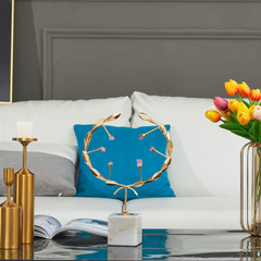 輕奢擺件現代金屬花環工藝品客廳玄關酒櫃樣板房歐式家居裝飾品