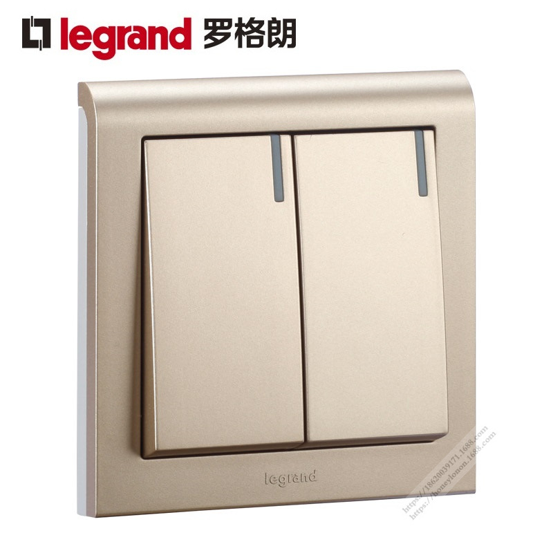 Legrand/罗格朗 K5系列 二位单级带灯开（漫金色）K5/32/1/2CN-C2