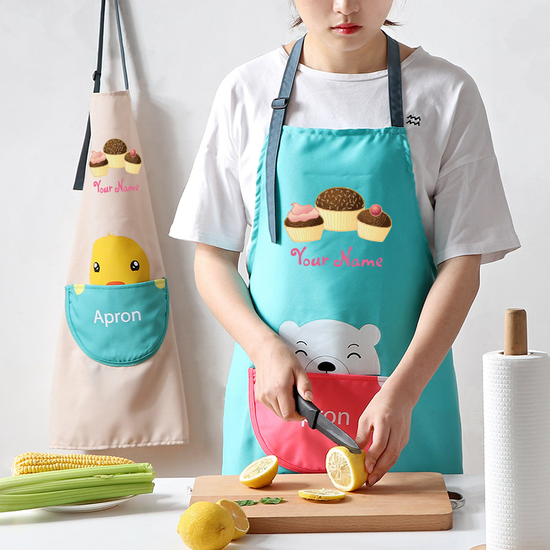 Delantal de cocina estilo coreano moda lindo dibujos animados impermeable a prueba de ACEITE DE CAFÉ Tienda de pastel tienda hogar delantal limpieza