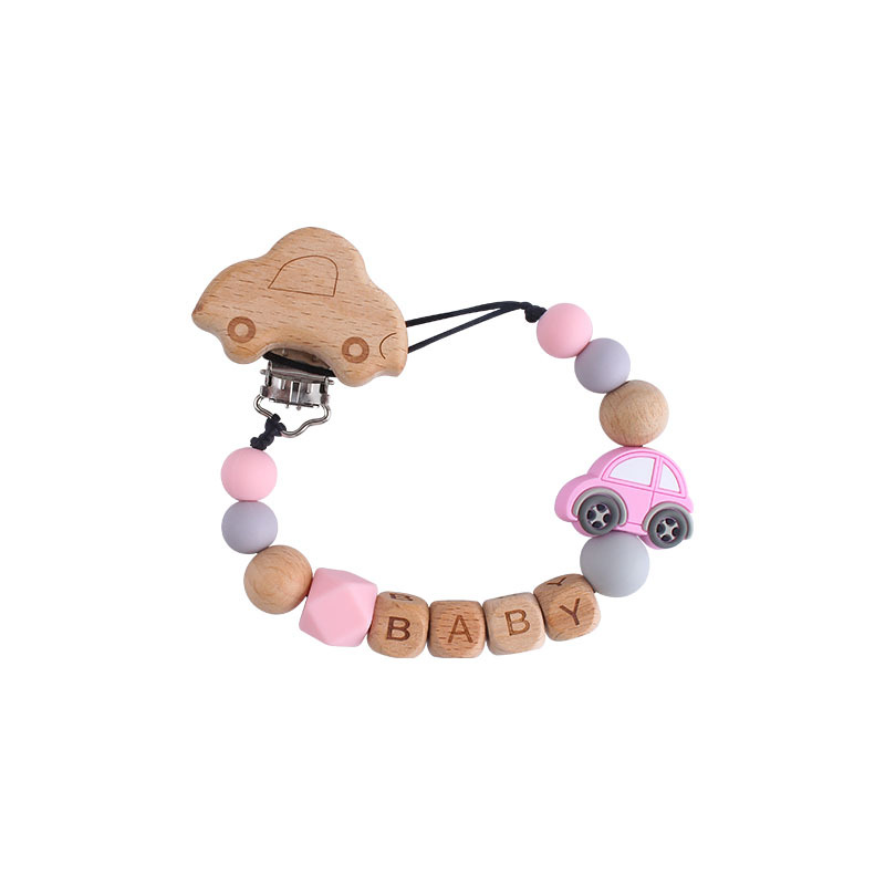 Nueva haya coche chupete clip DIY creativo de dibujos animados de silicona coche bebé nombre chupete cadena