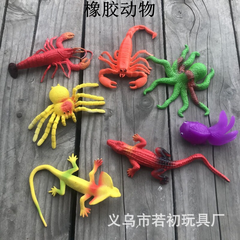 Tricky prank simulation rubber soft glue animal model Spider lizard lobster scorpion crocodile goldfish octopus