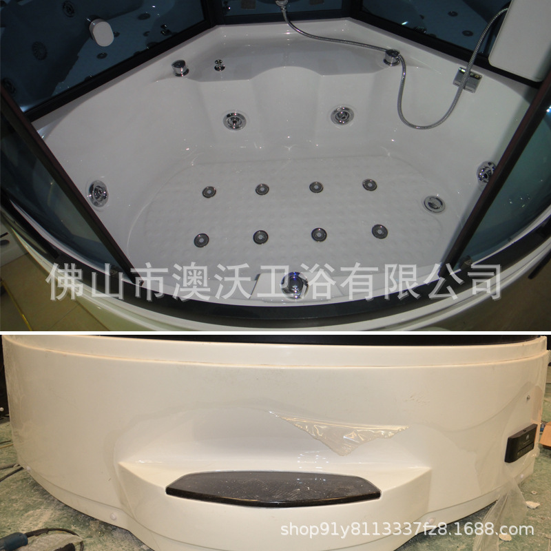 Sala de vapor blanca en forma de abanico de 1,5 m con bañera sala de sauna de vapor húmedo baño completo baño Baño