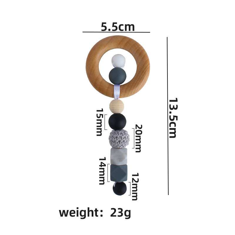 Nueva historieta DIY haya anillo mano palo juguete mordedor bebé cuentas de silicona dientes molienda palo Amazon nuevo