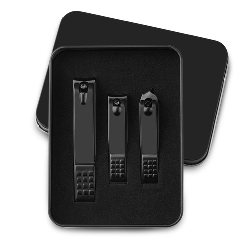 Wholesale checkered pattern 3 piece nail clipper set oblique nail clipper gift box set nail clipper manicure tool