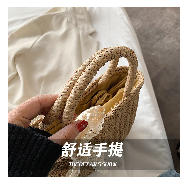 Spring New Straw Woven Bag Holiday Woven Bag Sen Department Beach Holiday Beach Bag Vegetable Basket Type Female Bag display picture 16