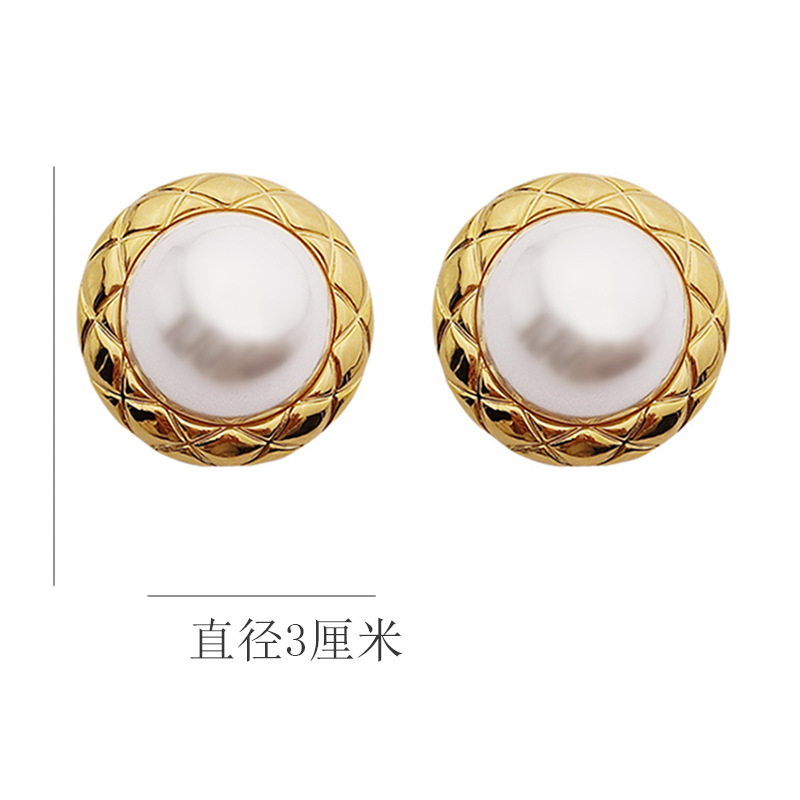 New Simple Sense Simple Button Shape Pearl Earrings Women Wholesale display picture 1