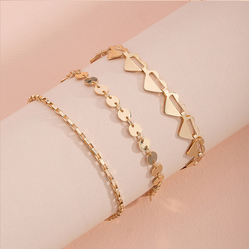 Fashion Simple Women's Love-shaped Alloy Bracelet Of 3 Sets Wholesale display picture 2