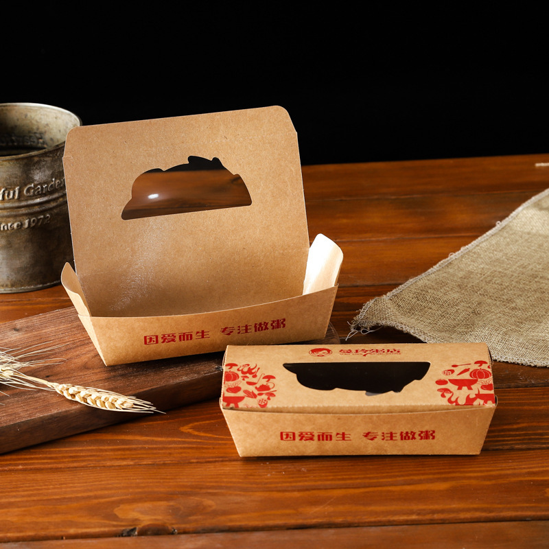 厂家定做快餐外卖打包盒一次性开窗牛皮纸餐盒水果沙拉便当盒定制