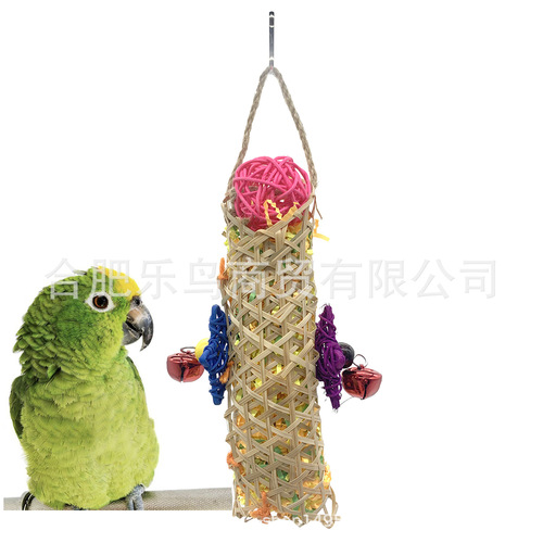 3 pcs Parrot Toy Bird Toys Vine Ball Bamboo Net Brushed Grass Chewing Toys Paper Fiber Grass Fiber Chewing Toys
