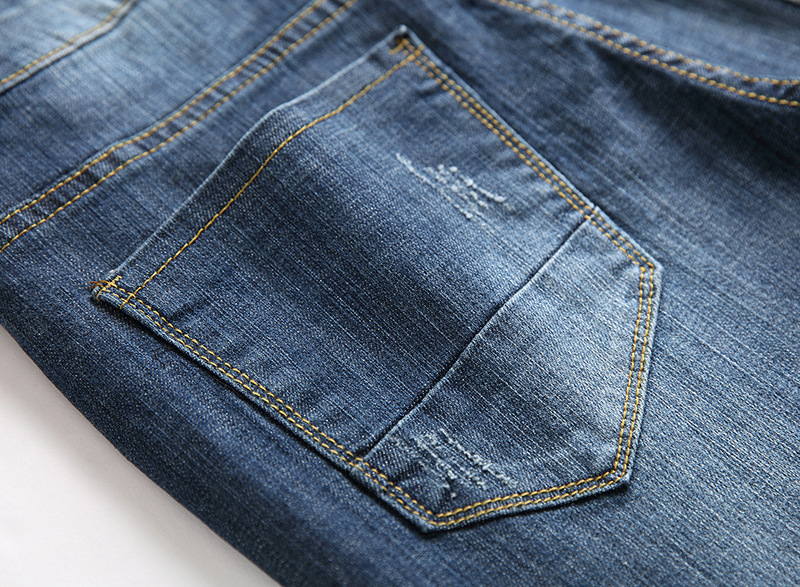 Herren Jeans Im Used Look Gerade Geschnittene Denim Hose Casual_voghion.com
