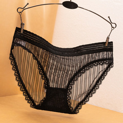 Black Temptation Series Underwear Women's Lace Girls Sexy Hot Transparent Hollow Women's Briefs Buttocks Cotton