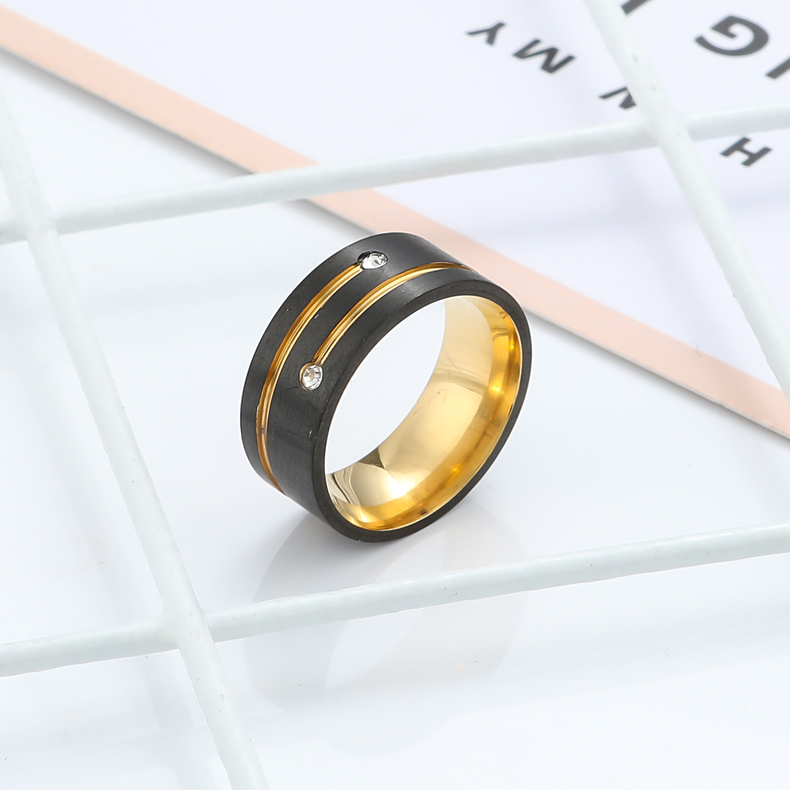 12g Weight Artificial Gemstones Inlay Material Rings Classification 1 Piece Quantity Modern Style Geometric Stainless Steel Metal Inlay Artificial Gemstones Unisex Rings