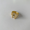Retro golden ring with letters, Korean style, English letters, European style, on index finger