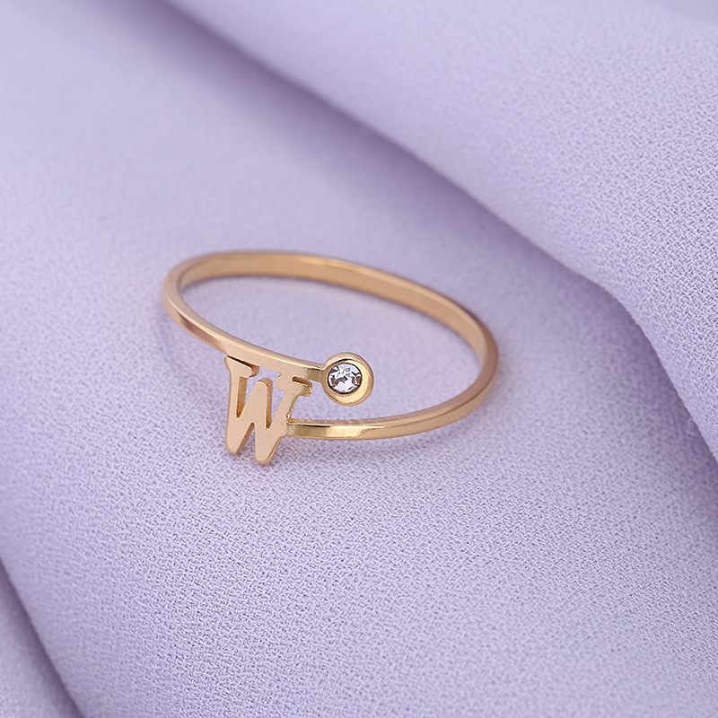 1 Piece Quantity Daily, Street Occasion Stainless Steel Material Letter Pattern Simple Style Classic Style Commute Letter Stainless Steel Plating Inlay Zircon Rings