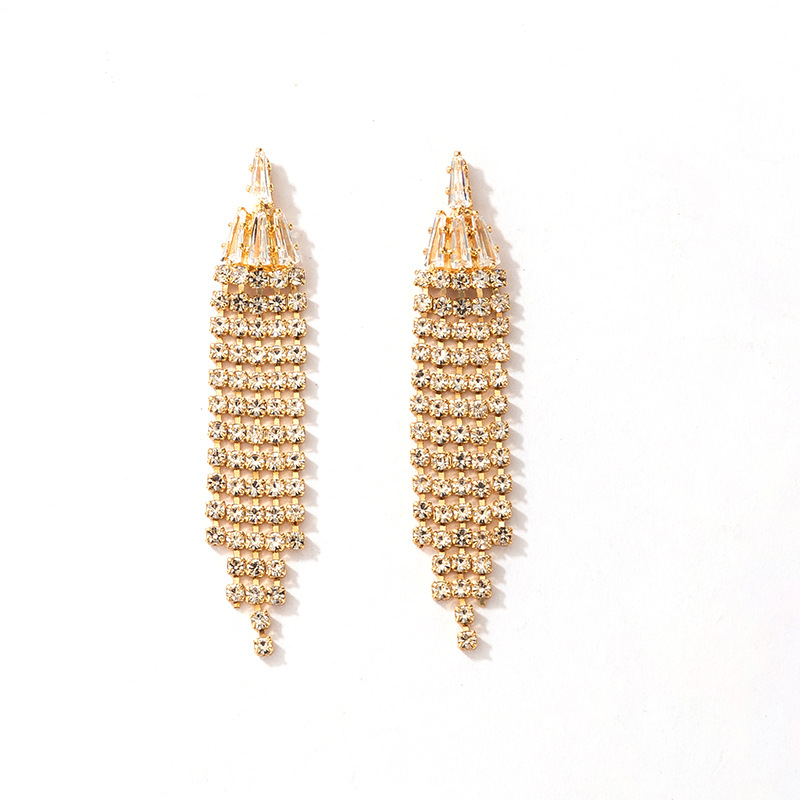 Fashion Diamond Tassel Earrings display picture 1