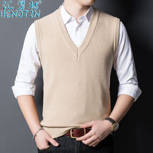 2025 New Autumn and Winter Men's Wool Vest Thickened Knitted Vest Wool Sweater Vest Warm Waistcoat for Young and Middle-Aged Men