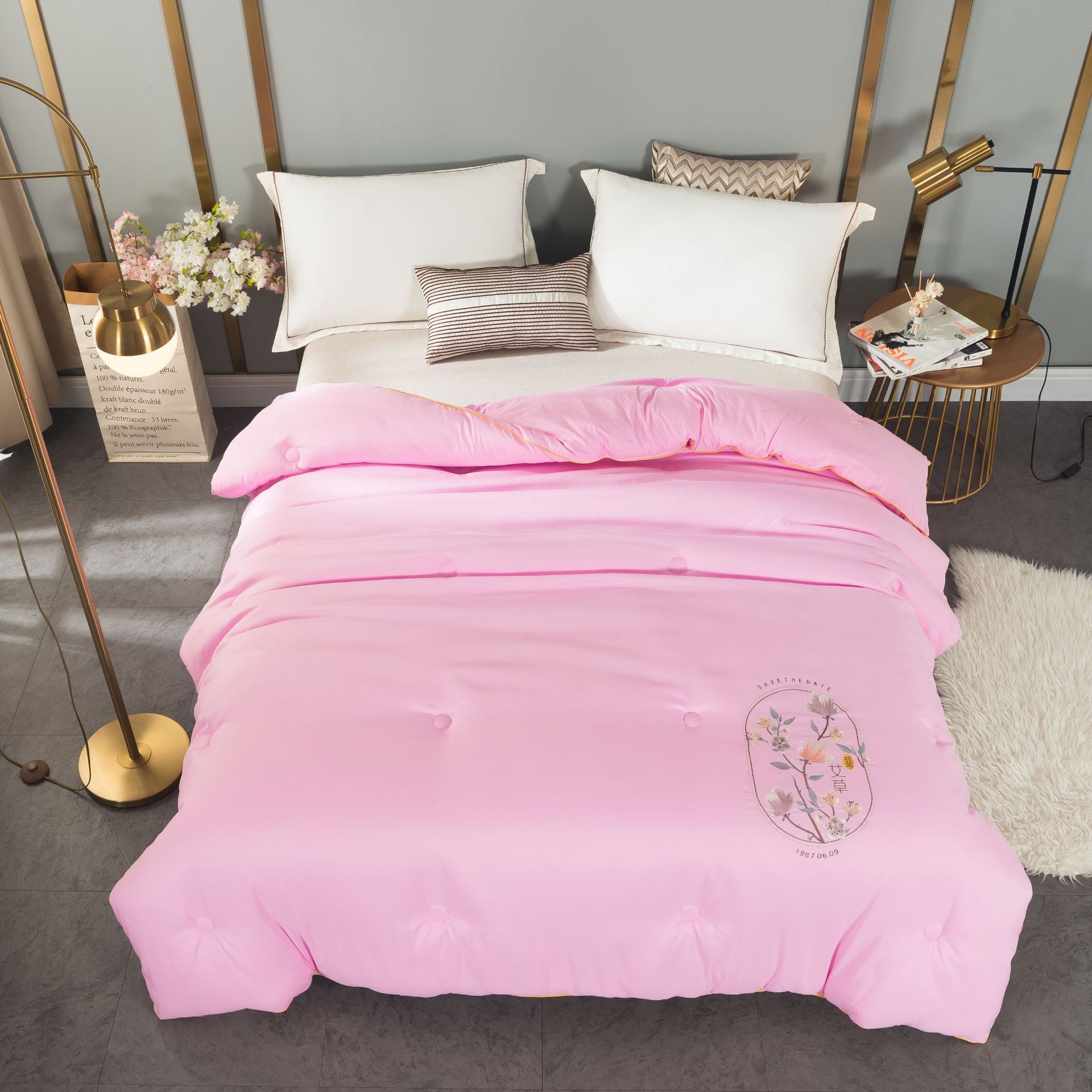 花香型大豆纤维被子春秋被冬被空调被加厚保暖学生棉被芯团购礼品