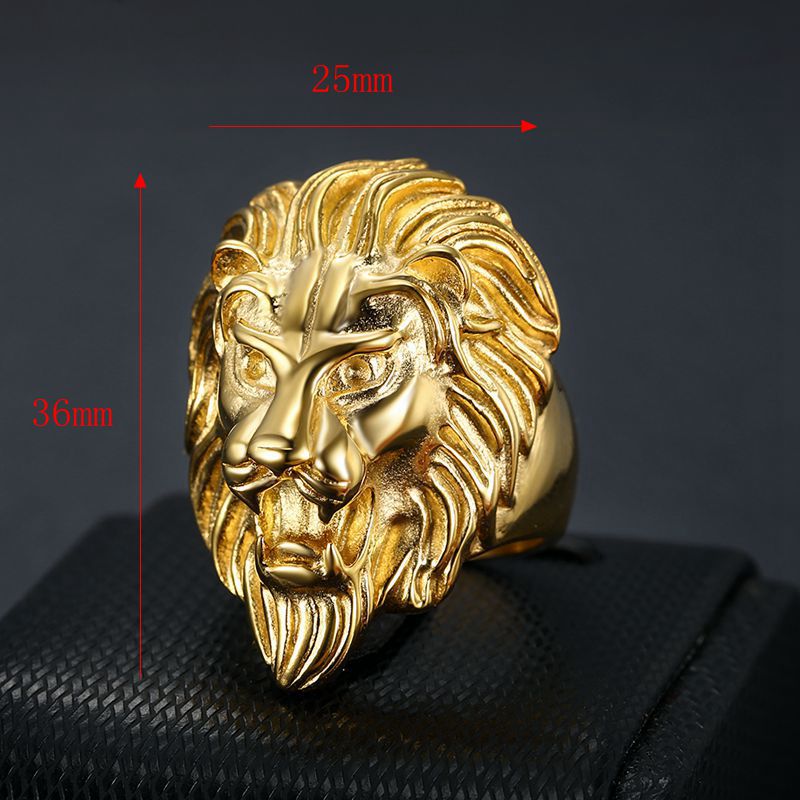 1 Pièce Hip Hop Lion Acier Au Titane Hommes Anneaux display picture 1