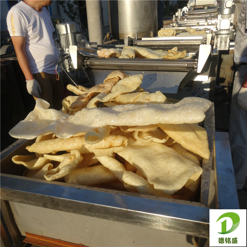 小型温猪皮设备 全自动炸猪皮油炸生产线厂家 燃气猪皮油炸机