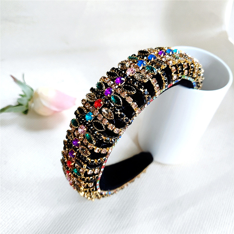 New Headband Rhinestone Hair Accessories Ethnic Style Full Diamond Beam Diamond Wide-brimmed Headband Wholesale Nihaojewelry display picture 5