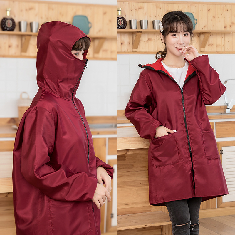 Mask Plush Burqa Long sleeve waterproof apron kitchen household Sunscreen Burqa adult men and women coverall