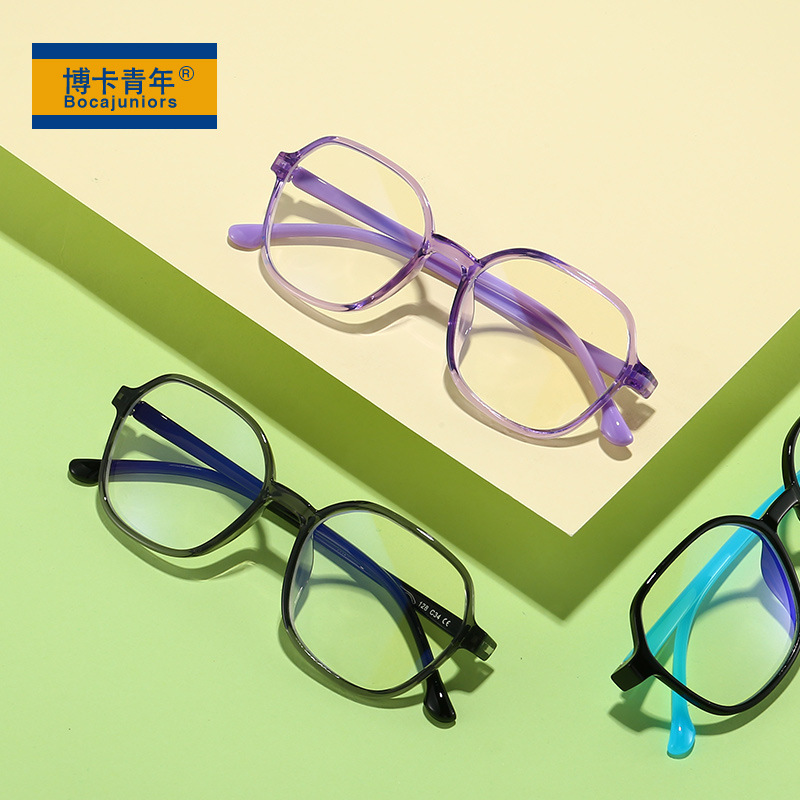 Polygonal Children's Anti-blue Light Glasses TR90 Children's Anti-blue Light Learning Flat Glasses Frame YKF8148