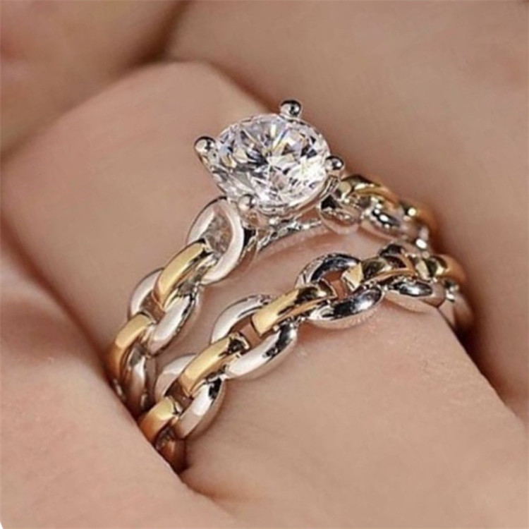 2 Pieces Fashion Round Alloy Plating Inlay Rhinestones Women's Rings display picture 1