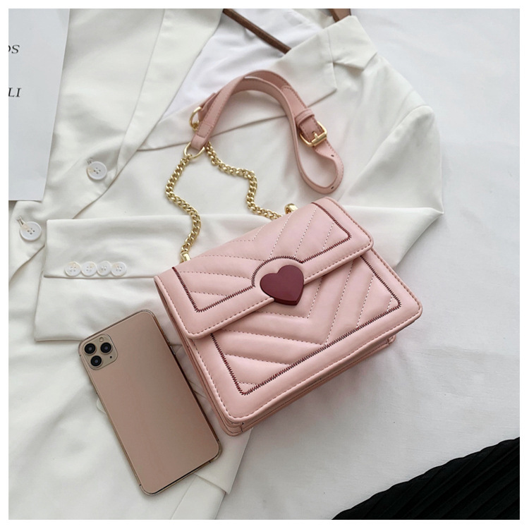 Neue Trendige Mode One Shoulder Chain Bag Textur All-match Messenger Small Square Bag display picture 14