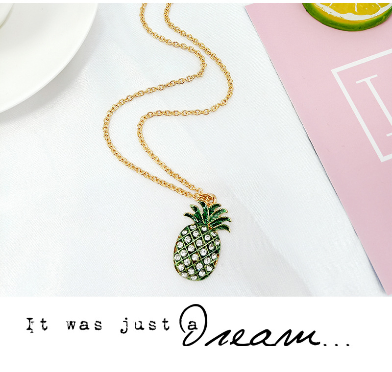 Simple fashion  rhinestone alloy fruit pineapple necklace