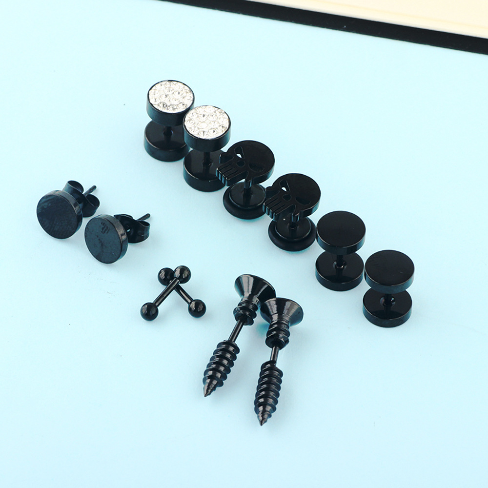 Amazon Wish Men's Explosive Earring Set Faux Ear Expanders Women's Atmospheric Simple Earrings detail image 7