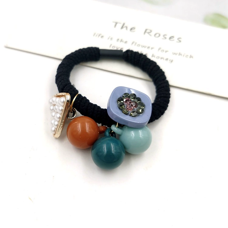 South Korean goods, round beads, hair rope, ponytail from pearl, hair accessory, Japanese and Korean, simple and elegant design