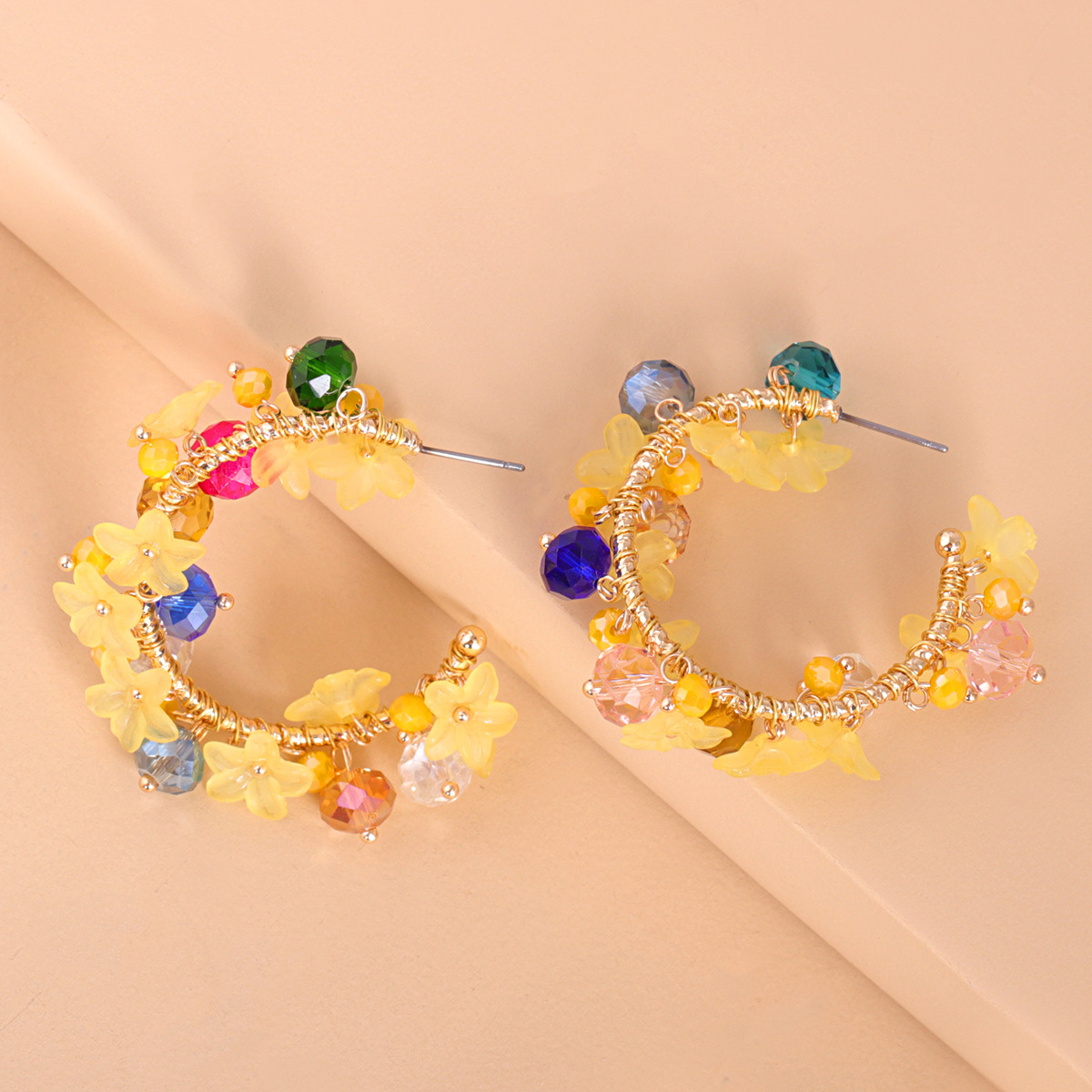 Boucles D&#39;oreilles En Forme De C Fleur display picture 4