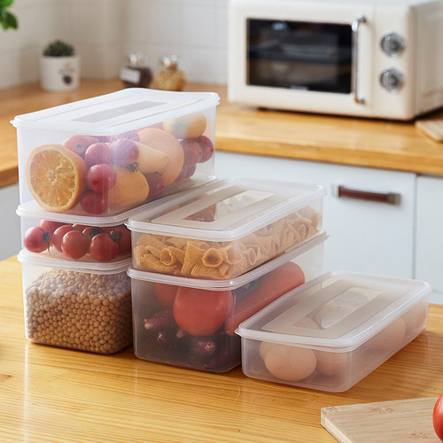 Plastic crisper rectangular food storage box seafood vegetable drain storage refrigerator crisper manufacturer direct sale
