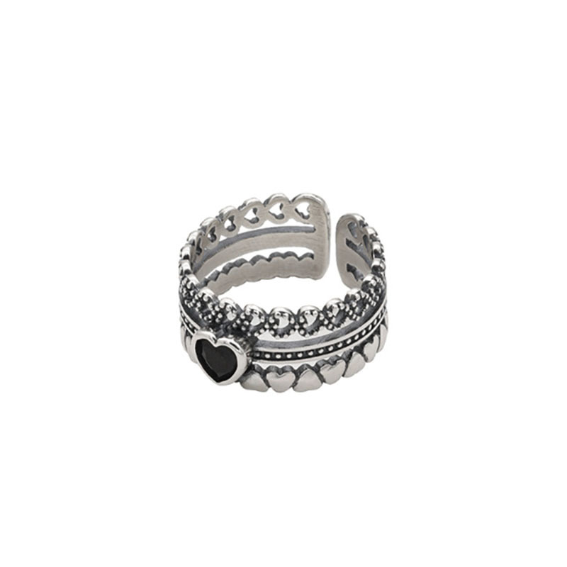 Fashion S925 Silver Heart-shaped Three-layer Hollow Ring display picture 4