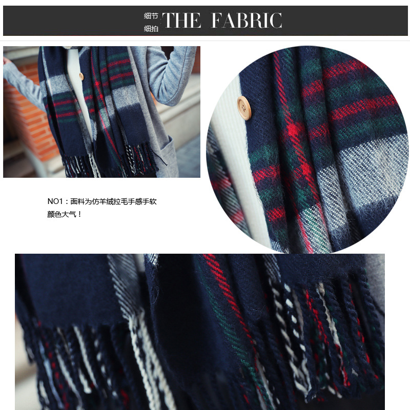 学生纽扣格子双面披肩-7764444666666664422