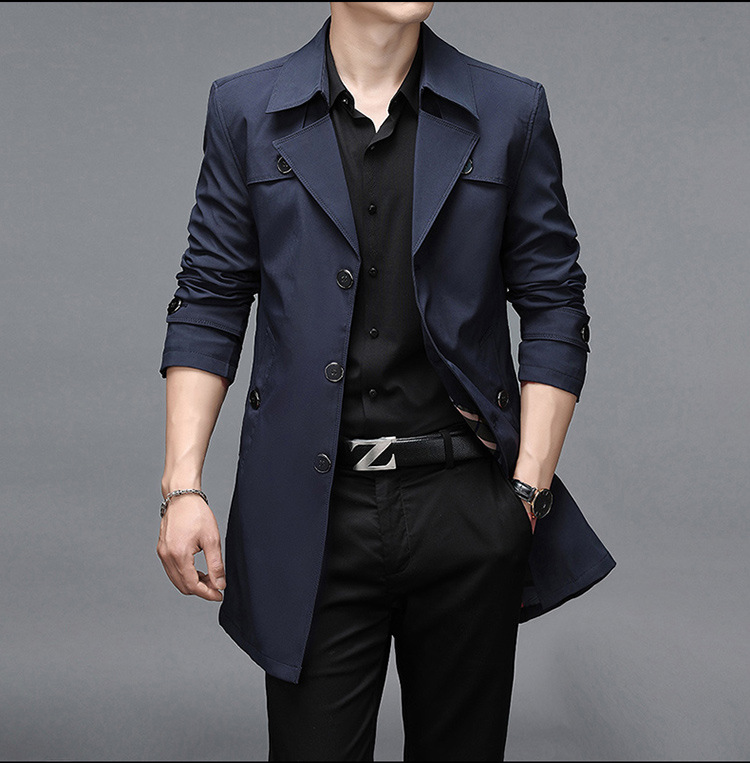 Heren trenchcoat halflang pluche warme zakelijke oversized jas_voghion.com