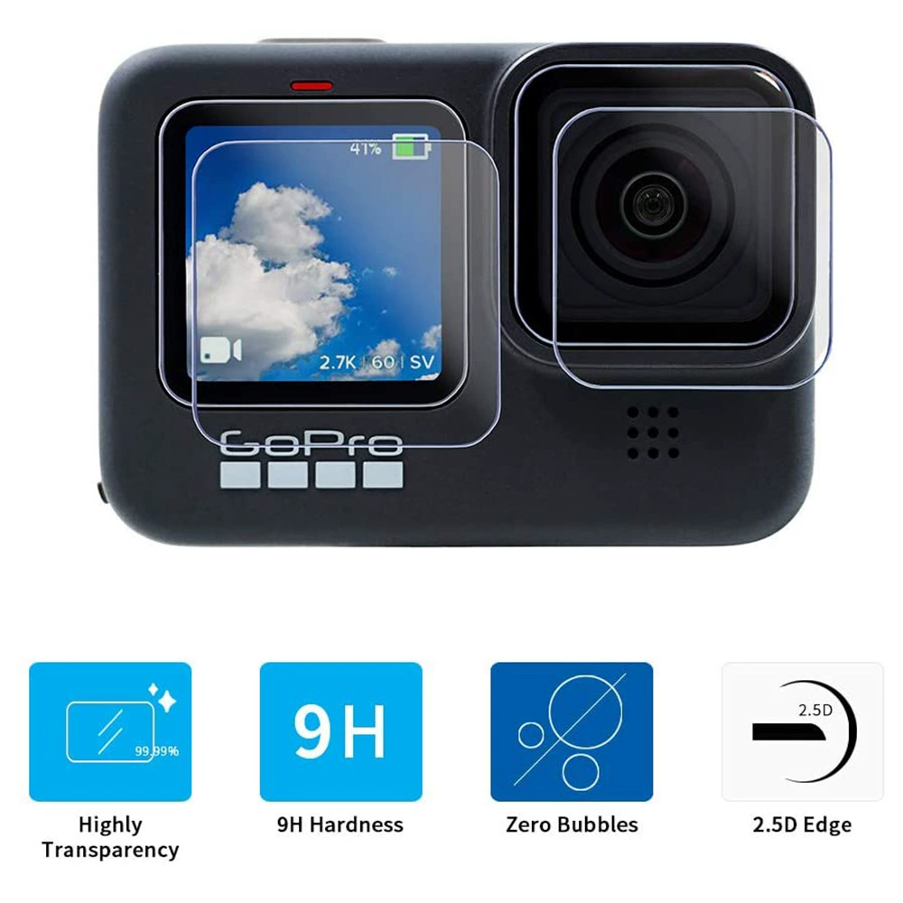 Закалённая плёнка для GOPRO9, защитное стекло для Hero9, противоударное, противоцарапное, водонепроницаемые аксессуары для спортивной камеры