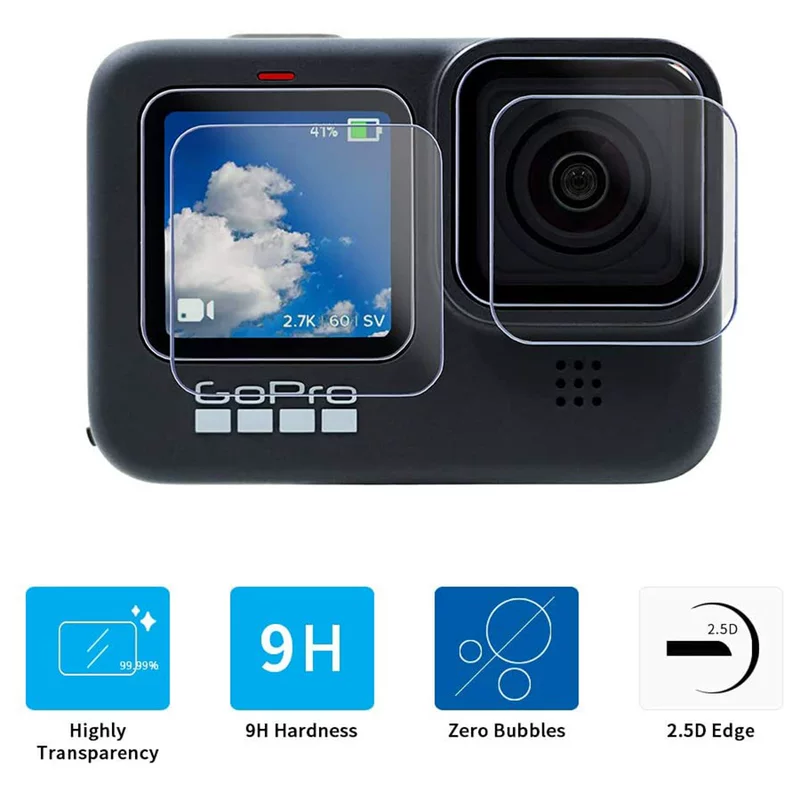 Закалённая плёнка для GOPRO9, защитное стекло для Hero9, противоударное, противоцарапное, водонепроницаемые аксессуары для спортивной камеры