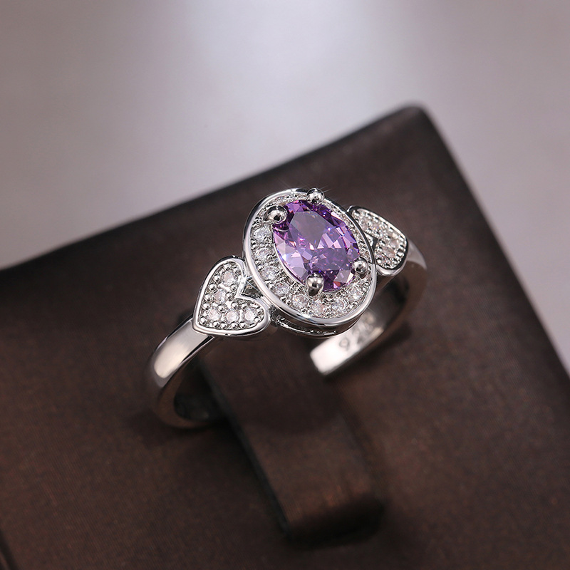 Fashion Creative New Retro Purple Zircon Ladies Copper Ring Hand Jewelry display picture 4