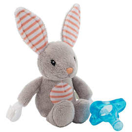 厂家直销外销定制卡通可爱灰色小兔婴幼儿毛绒玩具奶嘴夹毛绒玩