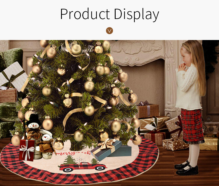 Jupe D&#39;arbre De Noël Tissu À Carreaux Fond D&#39;arbre De Noël Habiller Tablier D&#39;arbre display picture 4