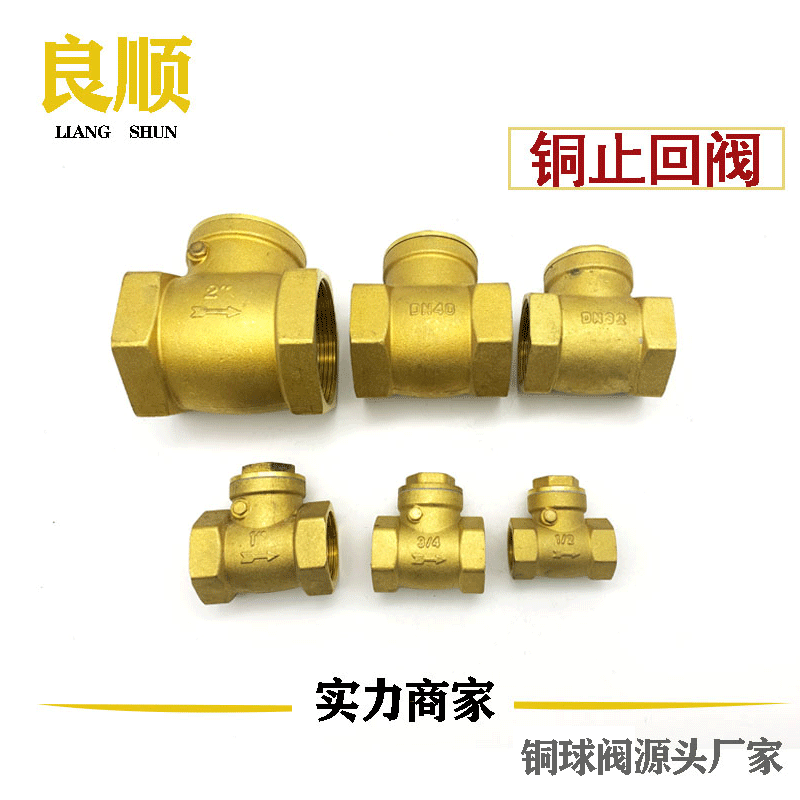 黄铜立式止回阀 内外丝铜芯逆止阀升降式单向阀良顺|ms