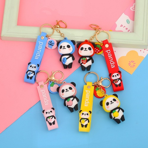 Cartoon Fruit Panda Keychain Personalized Cute Couple Bag Pendant Small Gift Car Keychain