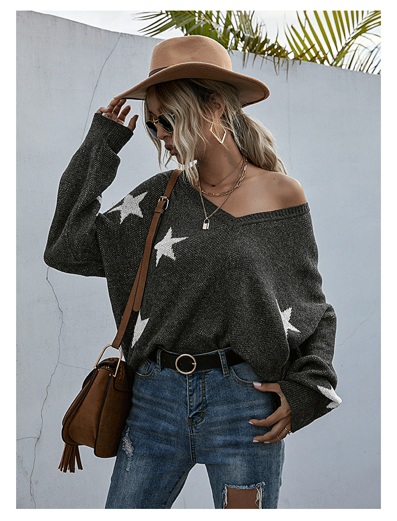 jacquard tassel V-neck design pullover knitted top Nihaostyles wholesale clothing vendor NSDMB73446