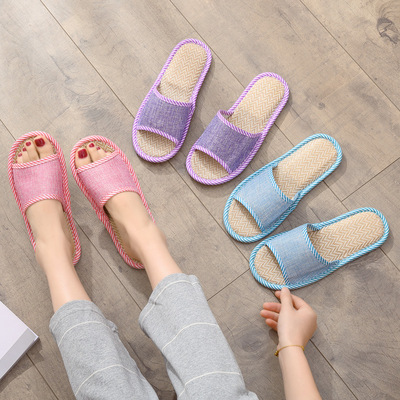 Flax slipper summer indoor soft sole household non-slip floor Special Offer spring and autumn Four seasons cotton sandals